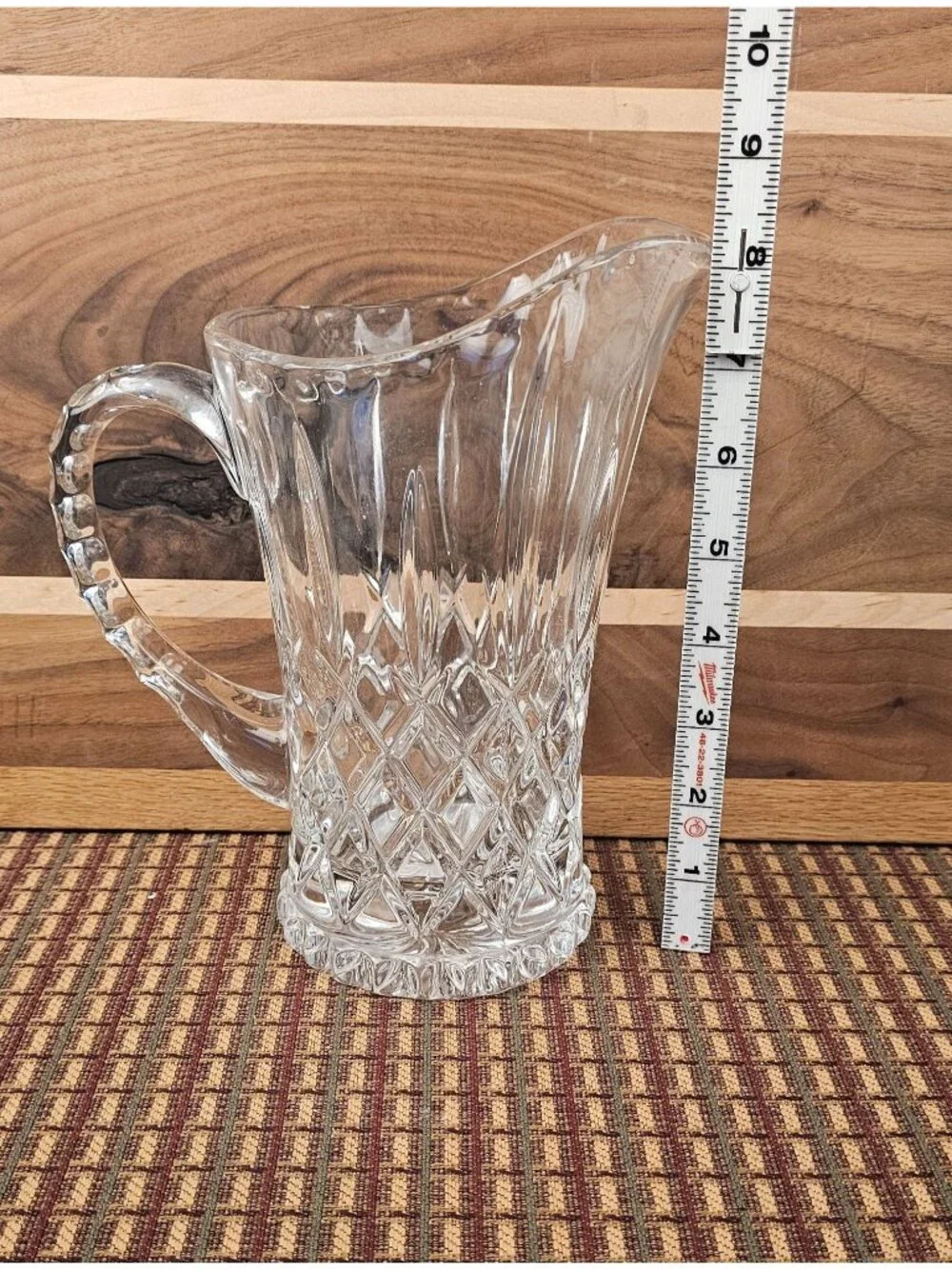 Crystal Pitcher With Diamond Cut Design By Gorham - 8